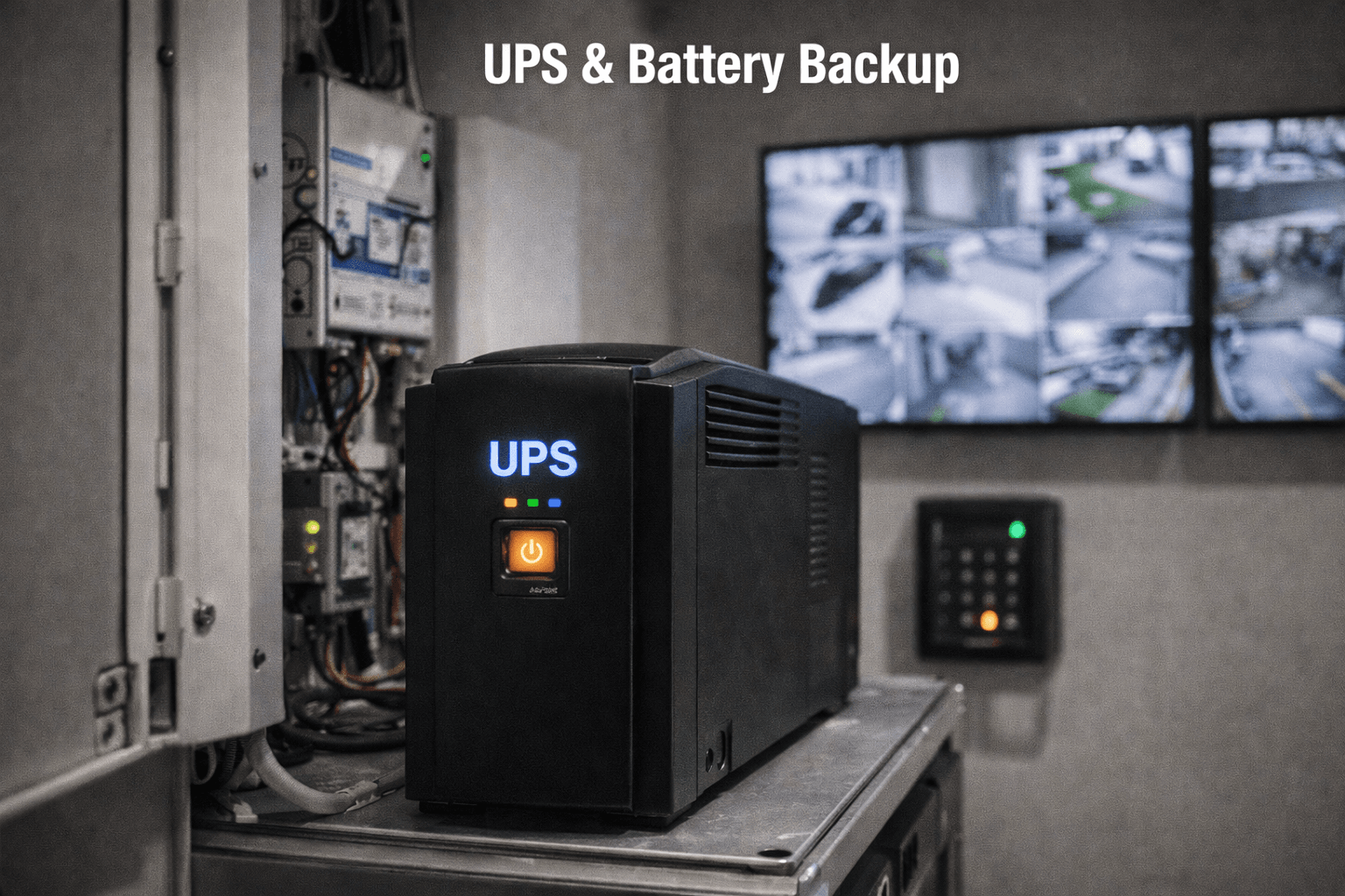 UPS and battery backup system supporting CCTV and access control equipment, ensuring continuous security operation during power outages – AR Electronics Auckland